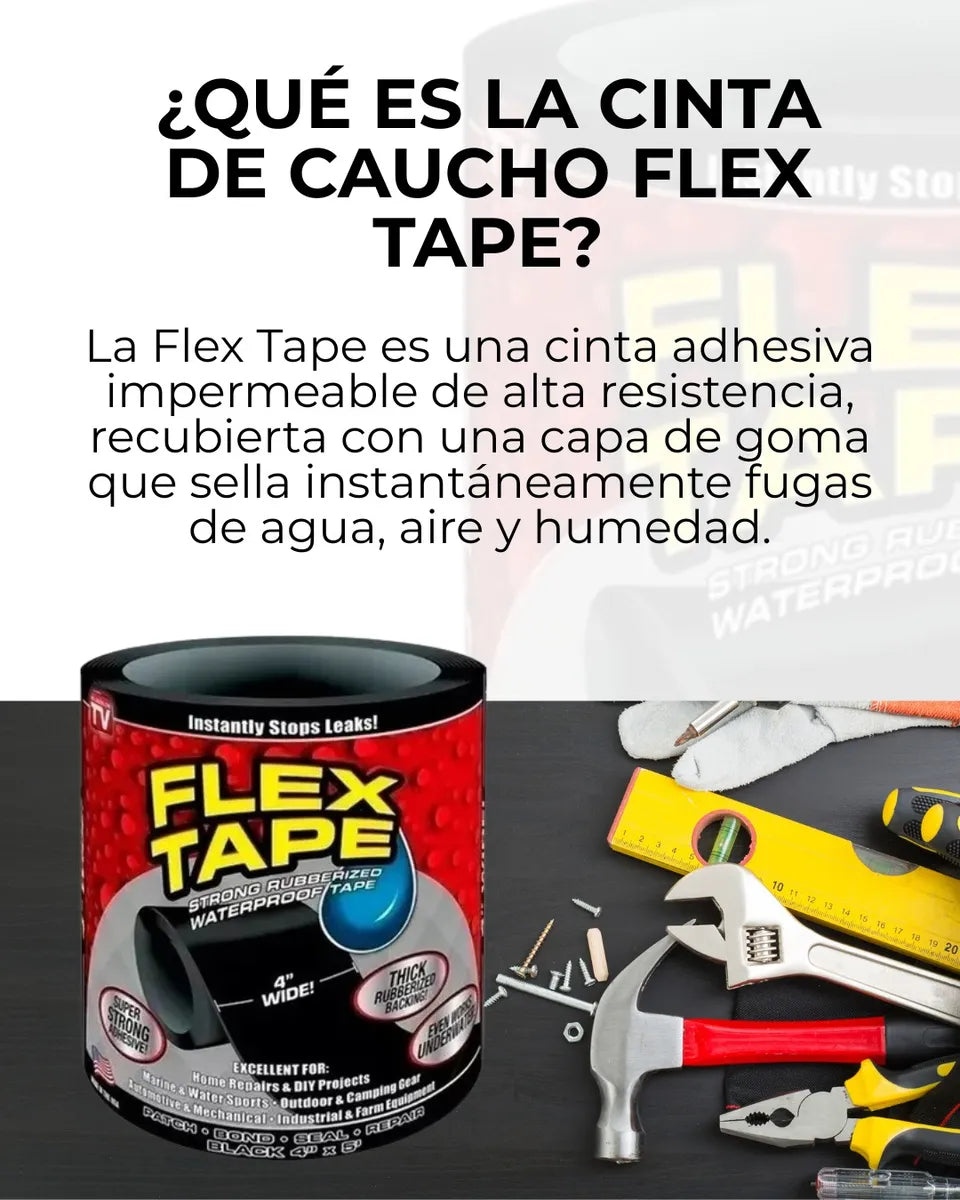 Flex Tape - Cinta Fuerte de Goma que Sella y Repara al Instante (15 METROS DE LARGO - 10 CM DE ANCHO)