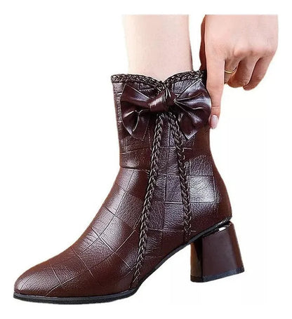 Terc - Botas de cuero y terciopelo ortopédicas para mujer