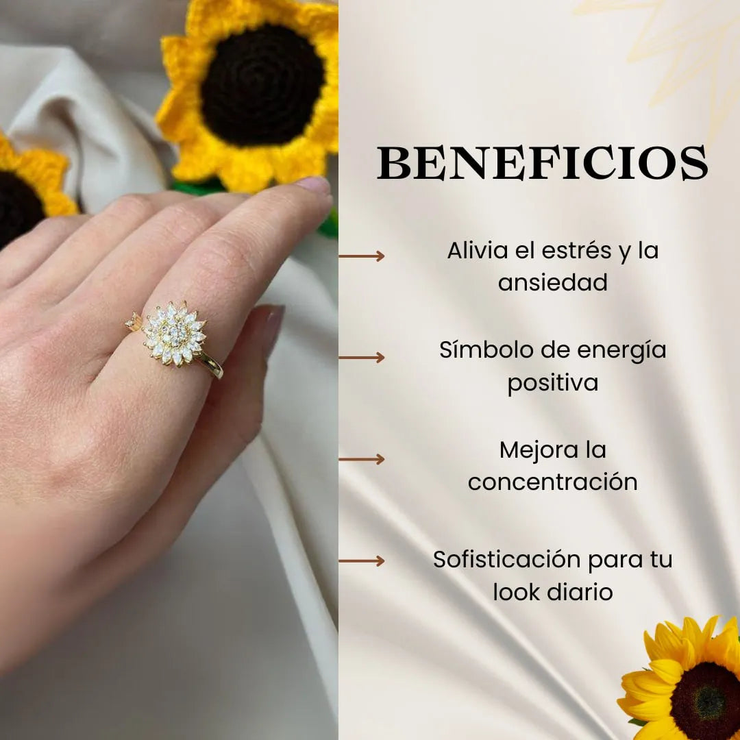 🌻Anillo De Girasol Giratorio🌻