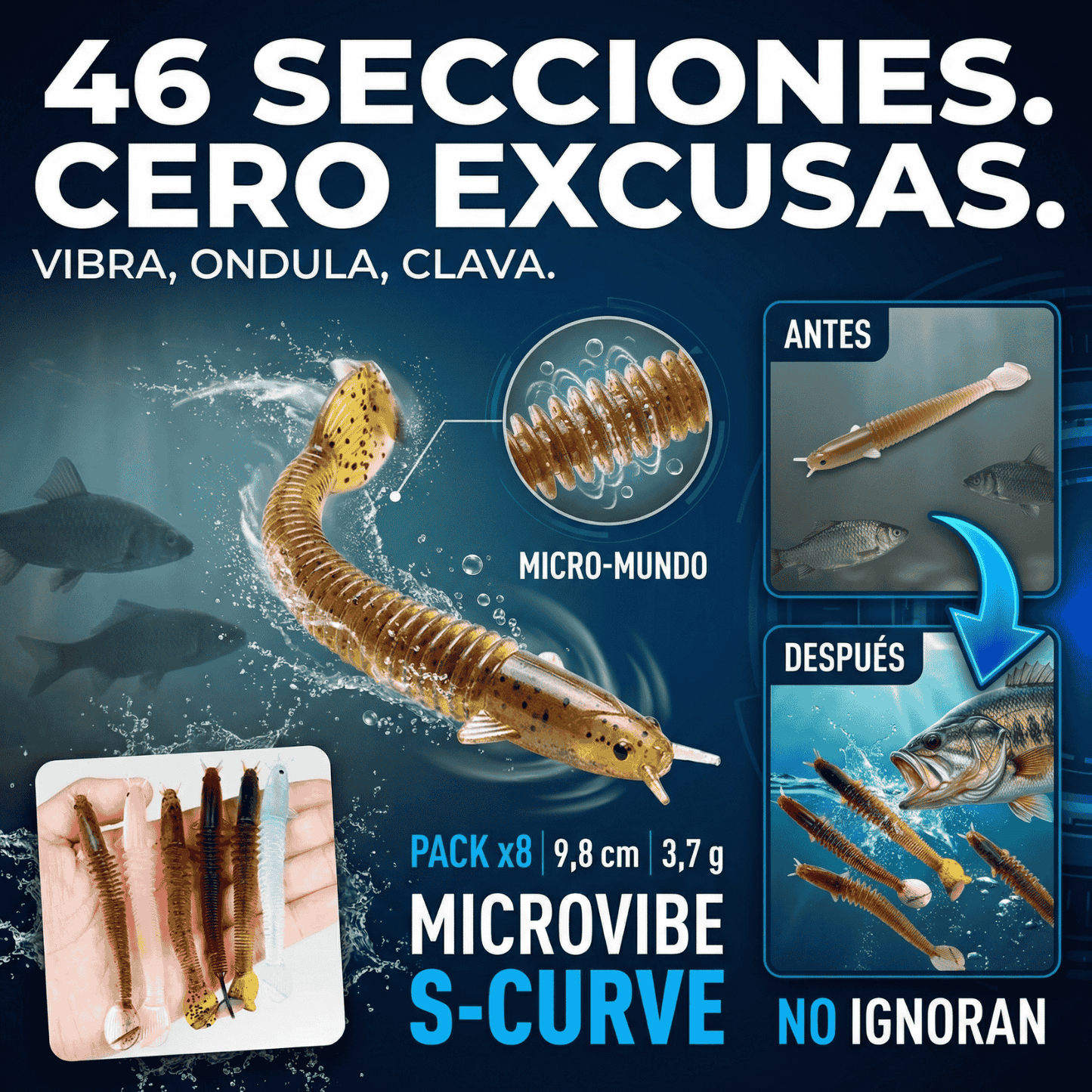 Set x 8 piezas🐟 de cebo señuelo con 46 secciones para pesca