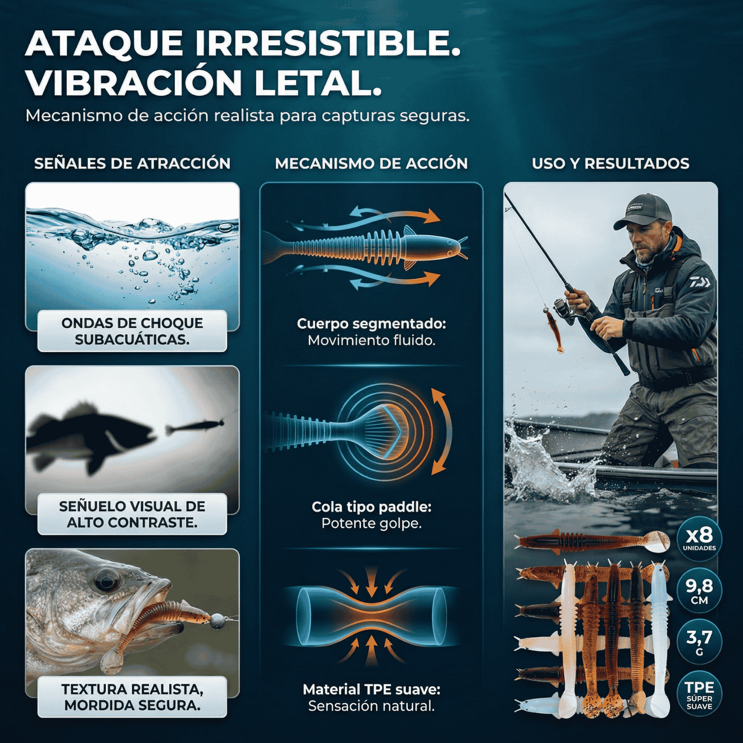 Set x 8 piezas🐟 de cebo señuelo con 46 secciones para pesca