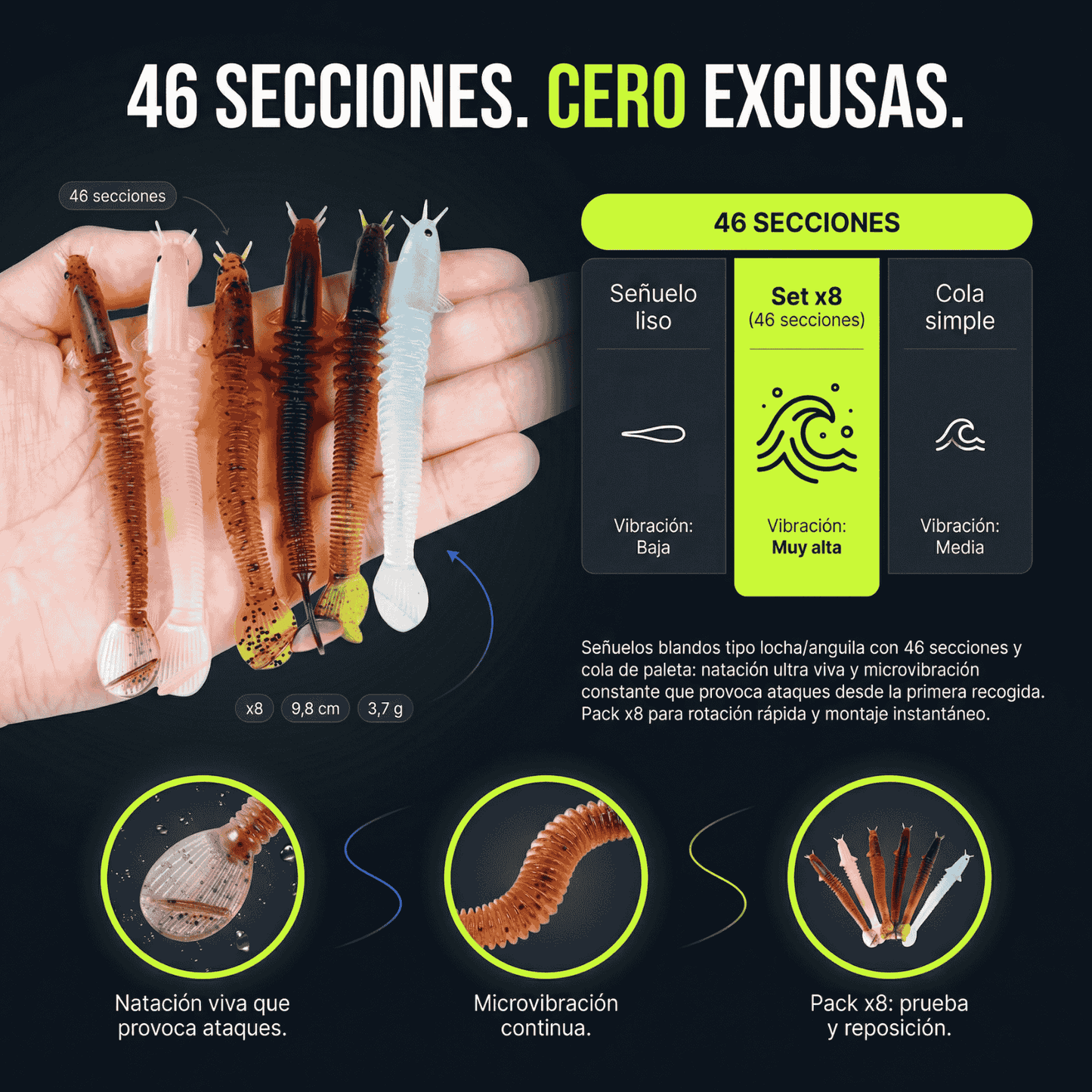 Set x 8 piezas🐟 de cebo señuelo con 46 secciones para pesca
