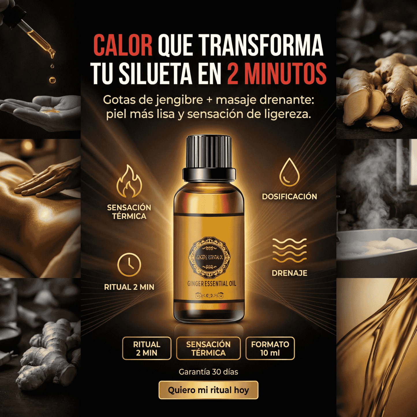 BURN® - Aceite Quemador De Grasa - Reafirmante - Drenaje Linfático