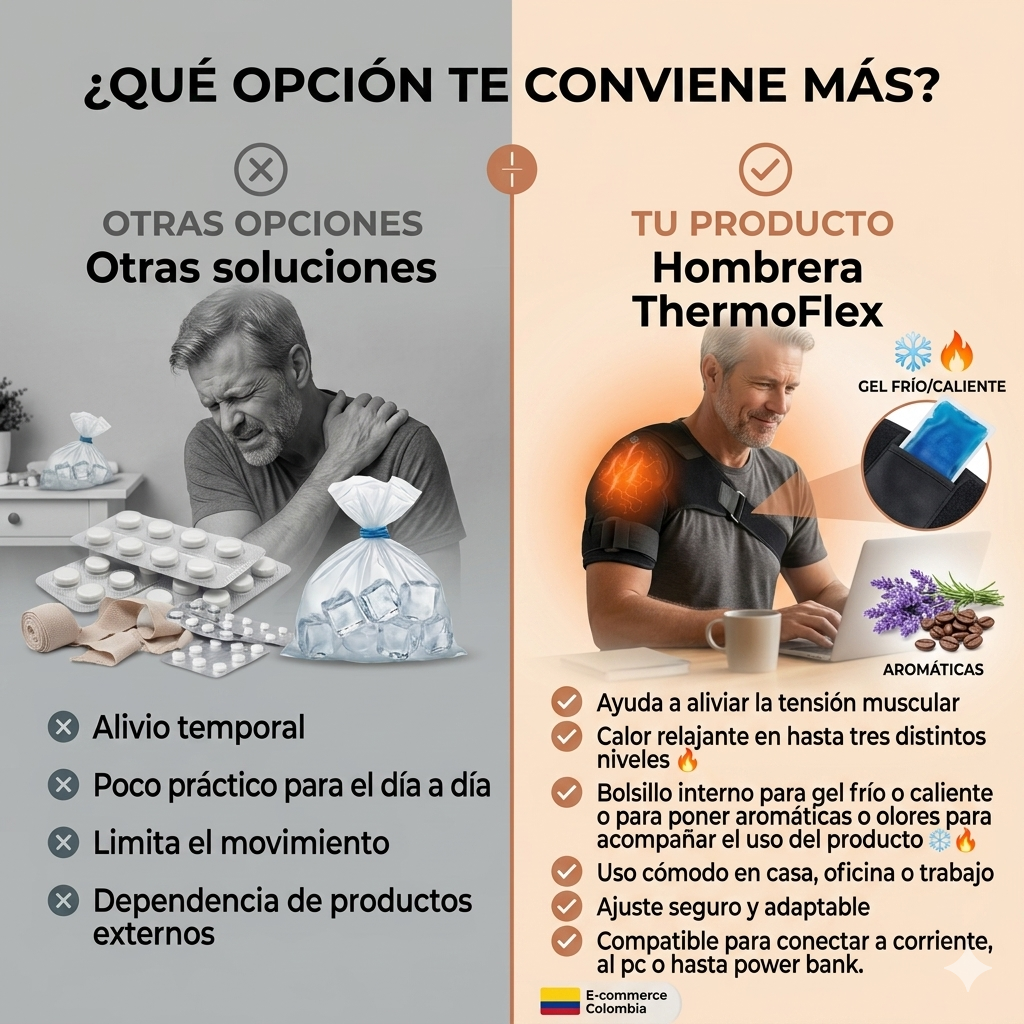 Hombrera Térmica Ajustable Alivio Inmediato del Dolor