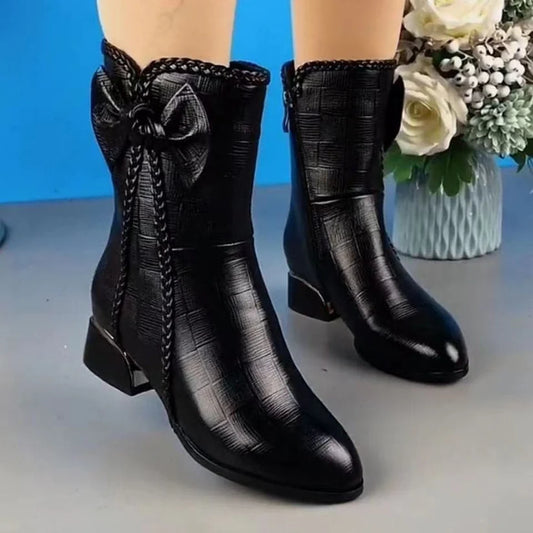 Terc - Botas de cuero y terciopelo ortopédicas para mujer