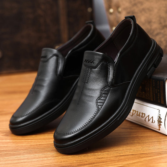 Louis Prime – Zapatos Clásicos Slip-On de Cuero Negro
