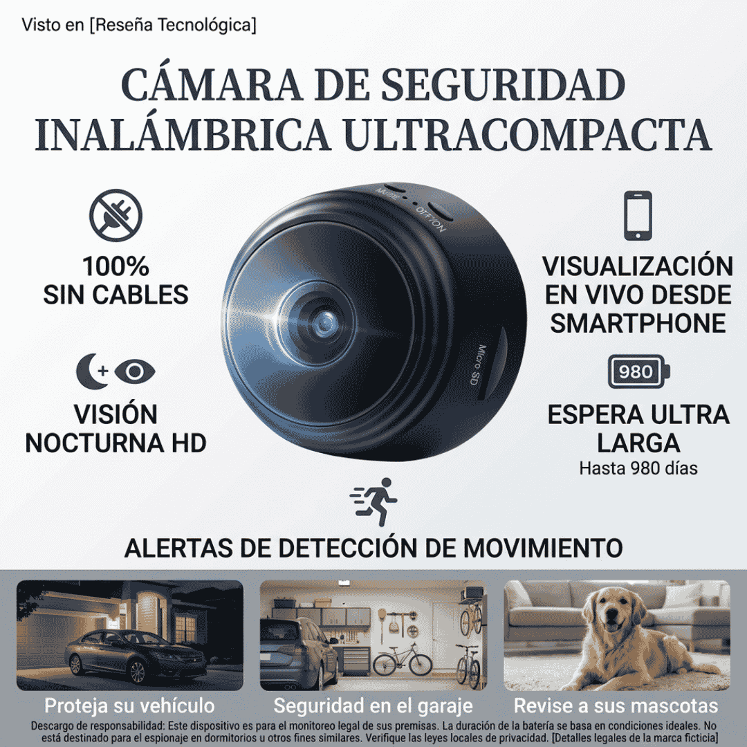 PAGA 2 LLEVA 4 | MiniCámara Inteligente con Batería de Ultralarga Duración y Visión Nocturna HD