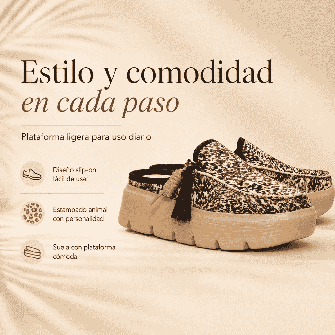 WildLuxe™ Zuecos Plataforma Animal Print