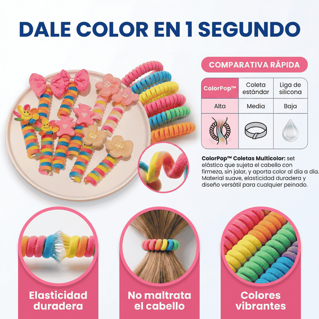 🌈SETx5 COLETAS DE RESORTE MULTICOLOR🌈