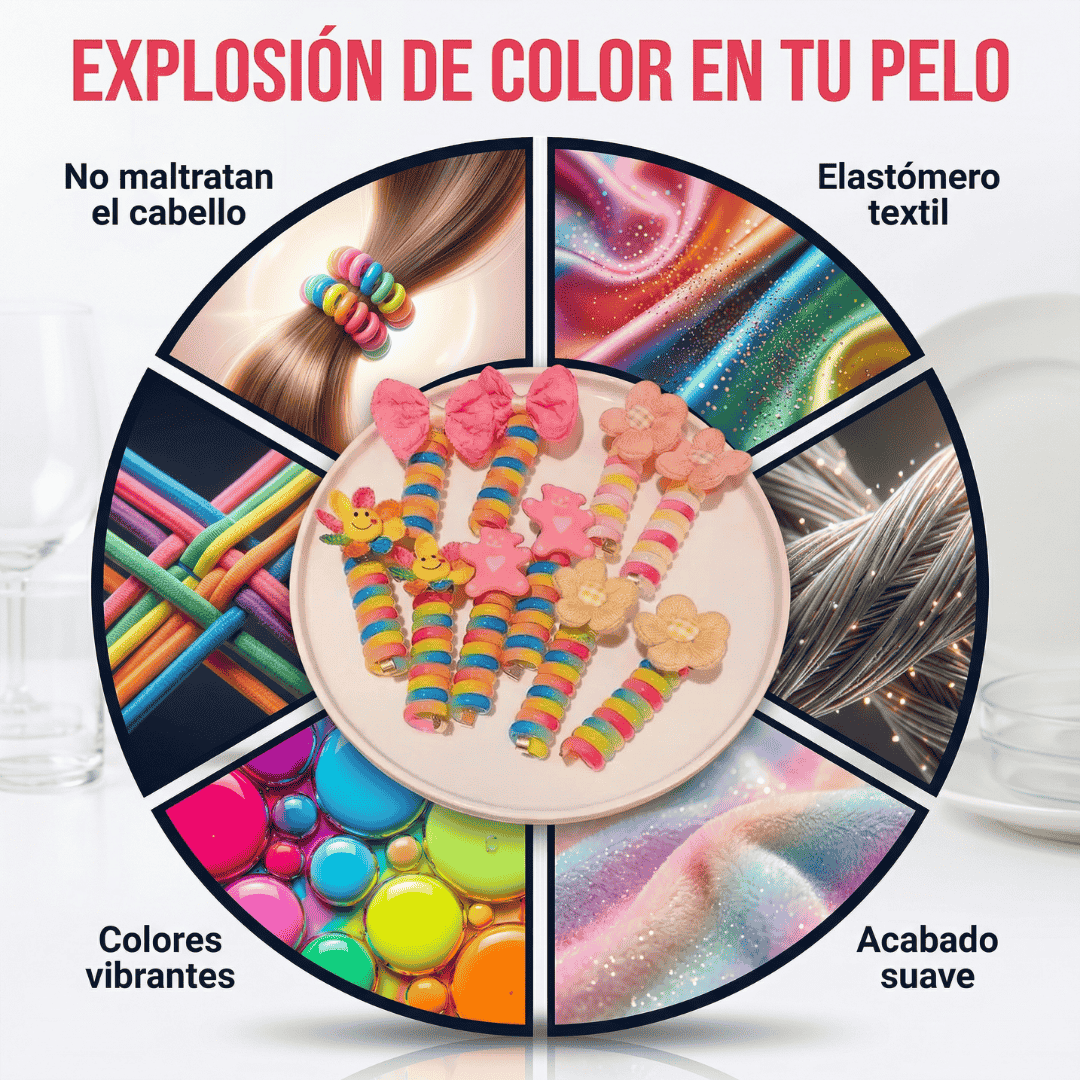 🌈SETx5 COLETAS DE RESORTE MULTICOLOR🌈
