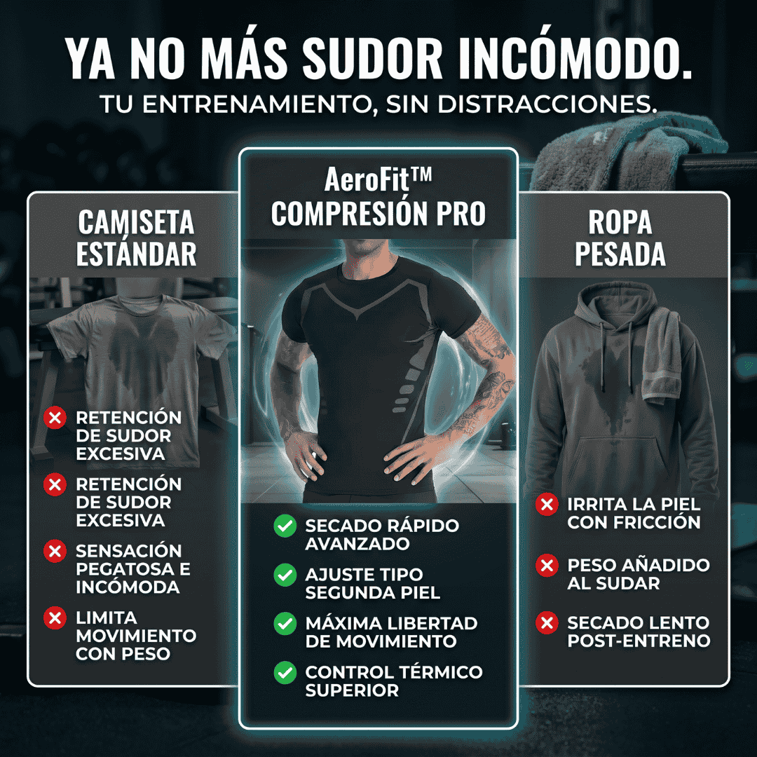 AeroFit™ - Camiseta De Compresión De Manga Corta, De Secado Rápido