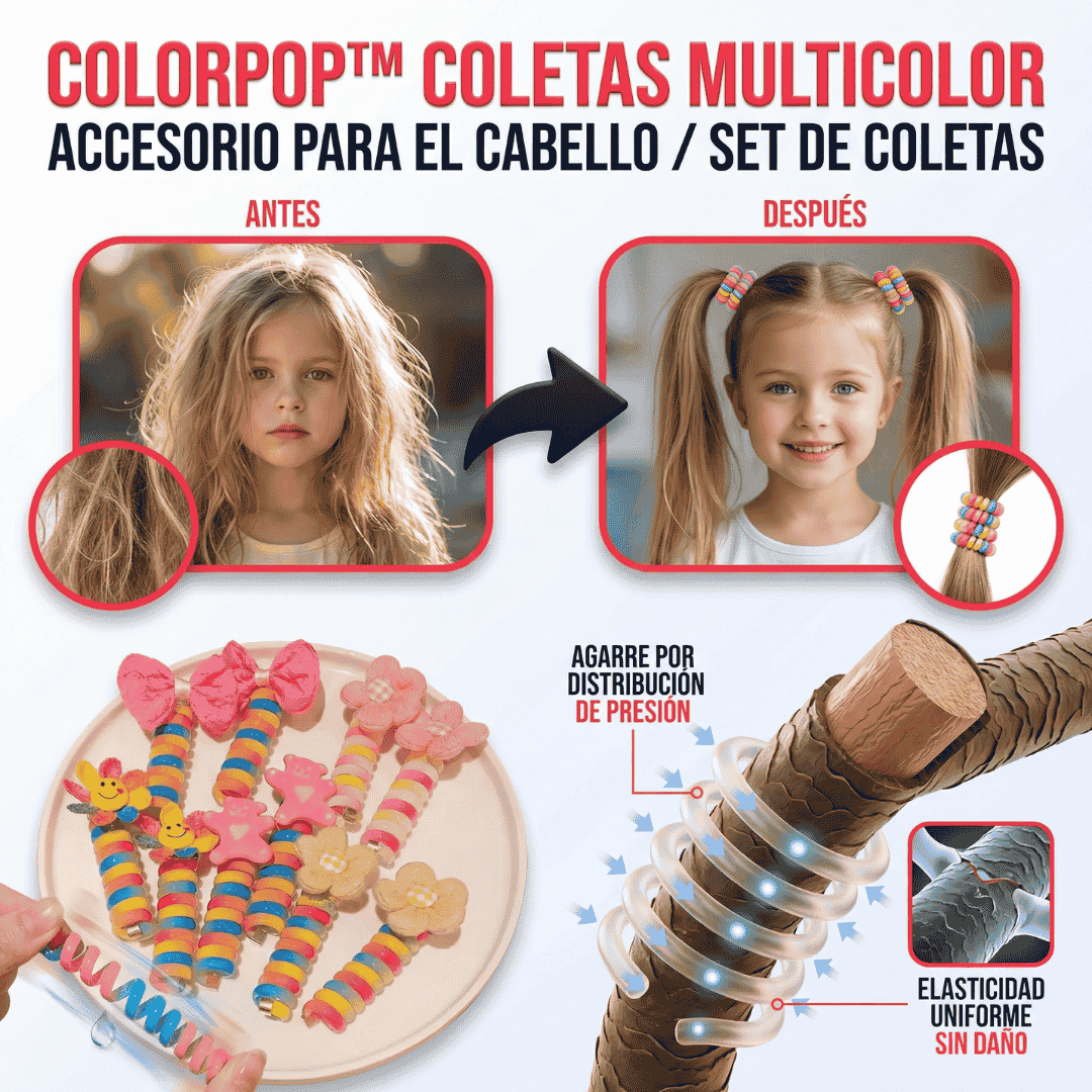 🌈SETx5 COLETAS DE RESORTE MULTICOLOR🌈