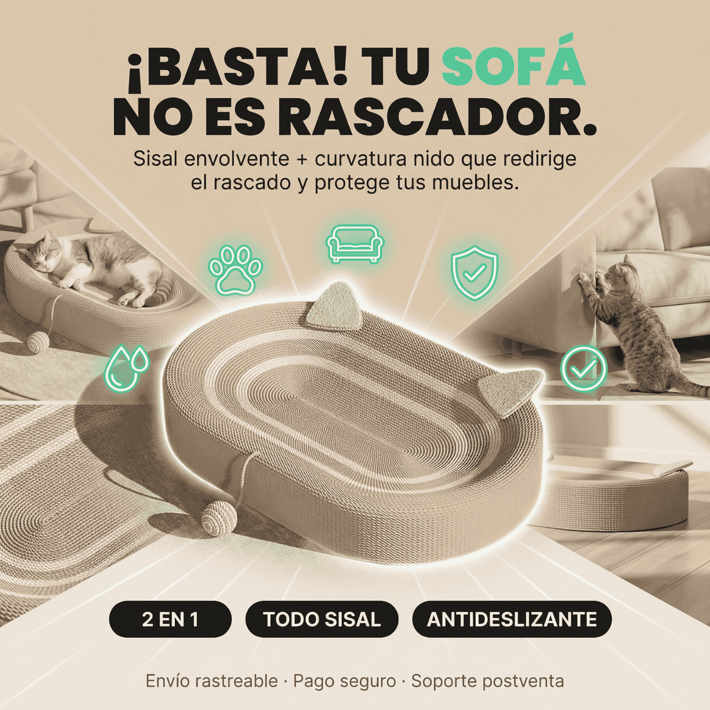 PurrLounge™ - Rascador y cama para gatos