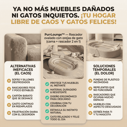 PurrLounge™ - Rascador y cama para gatos