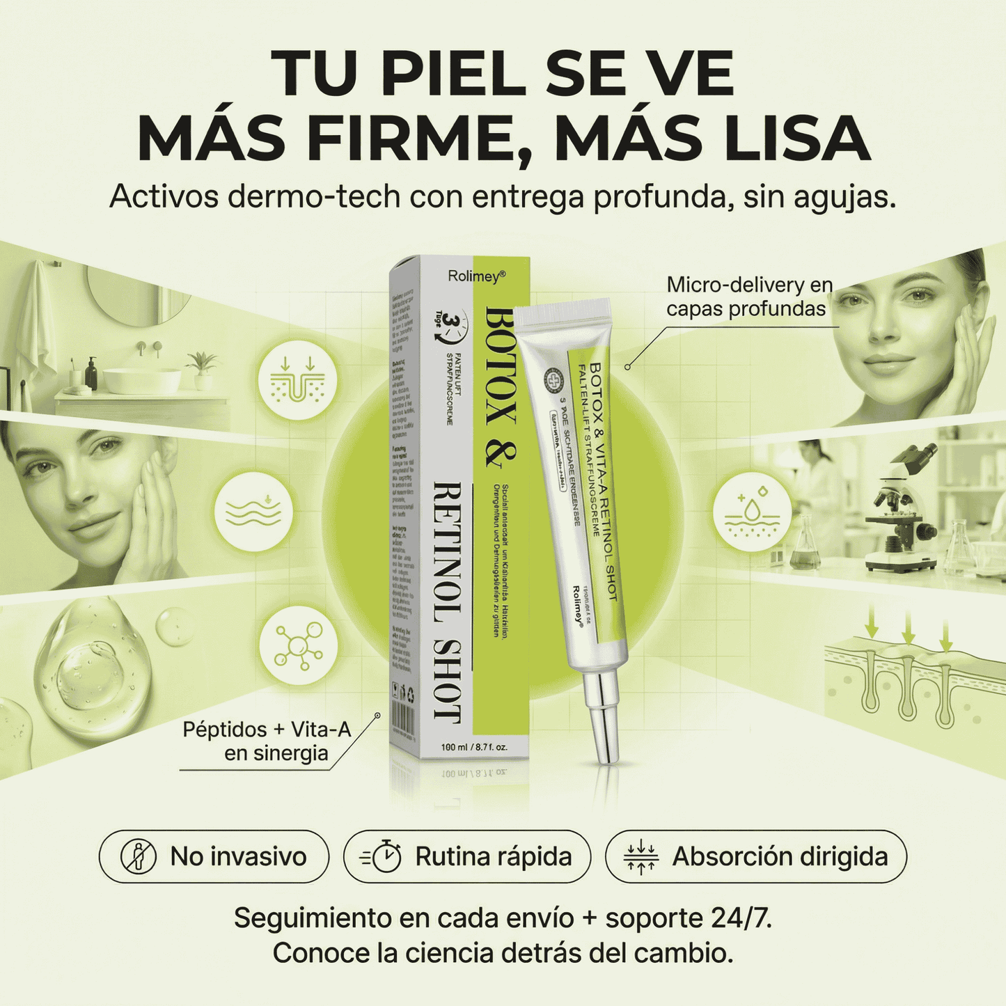 Rolimey® Botox & Vita-A Retinol Shot Crema reafirmante antiarrugas