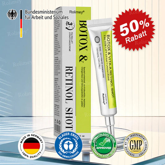 ✨✅Recupera una piel joven ahora 💫Rolimey® Botox & Vita-A Retinol Shot Crema reafirmante antiarrugas