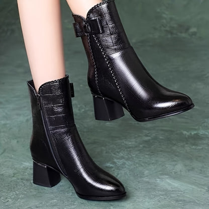 Terc - Botas de cuero y terciopelo ortopédicas para mujer