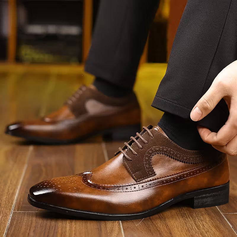 Zapatos Oxford Wingtip™ – Elegancia Atemporal para Hombres Exigentes