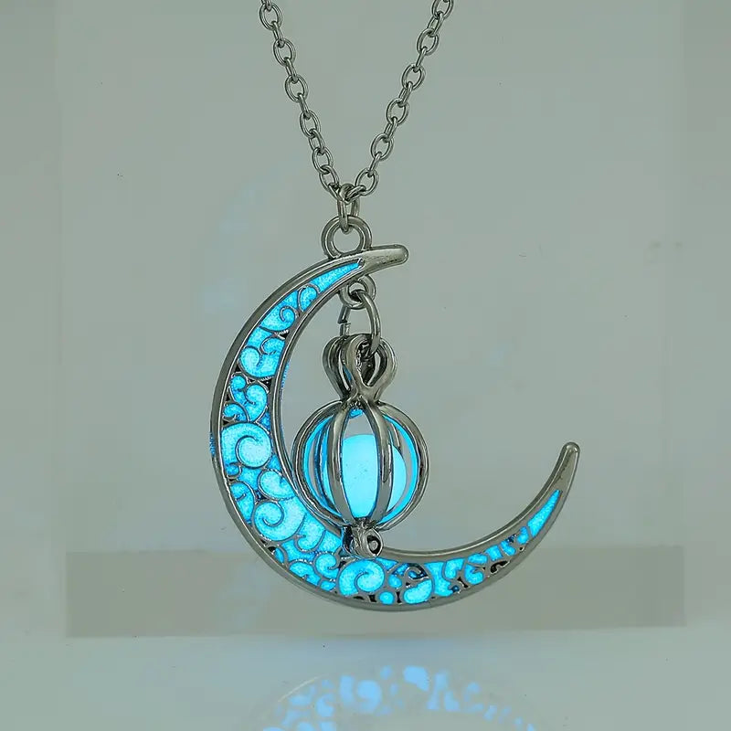 🌙 Collar Luna Fluorescente ✨Plata 925 ( Brilla En La Oscuridad )