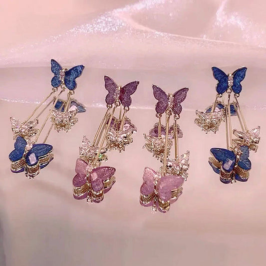 Pendientes mariposa🦋 de cristal borlados💎