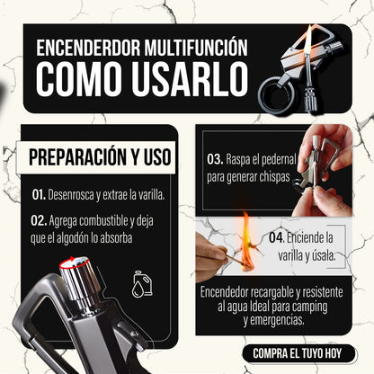 🔥 Vulcano™ Encendedor 3 En 1 –  El encendedor todo terreno que siempre te acompaña 🔥
