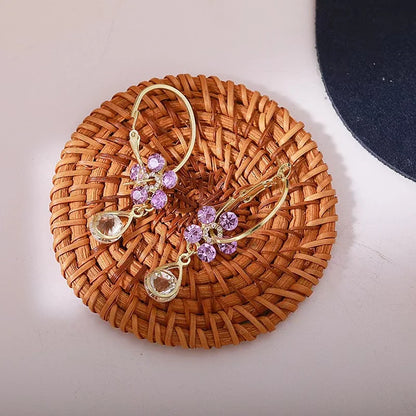 Fashion Flower - Aretes De Flor De Cristal
