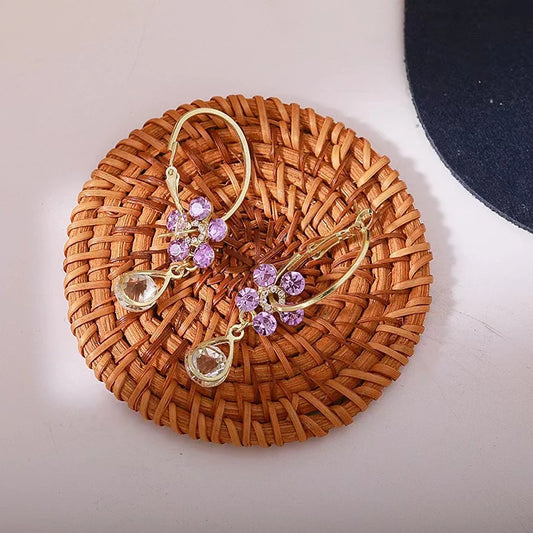 Fashion Flower - Aretes De Flor De Cristal
