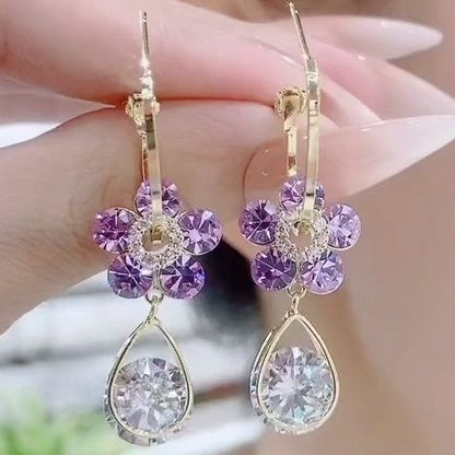 Fashion Flower - Aretes De Flor De Cristal