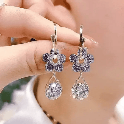 Fashion Flower - Aretes De Flor De Cristal