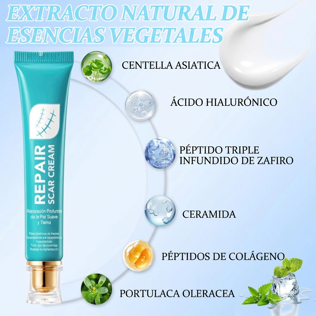 REPAIR SCAR CREAM - CREMA REPARADORA DE CICATRICES - TRATA CICATRICES ANTIGUAS Y RECIENTES, QUEMADURAS Y MÁS