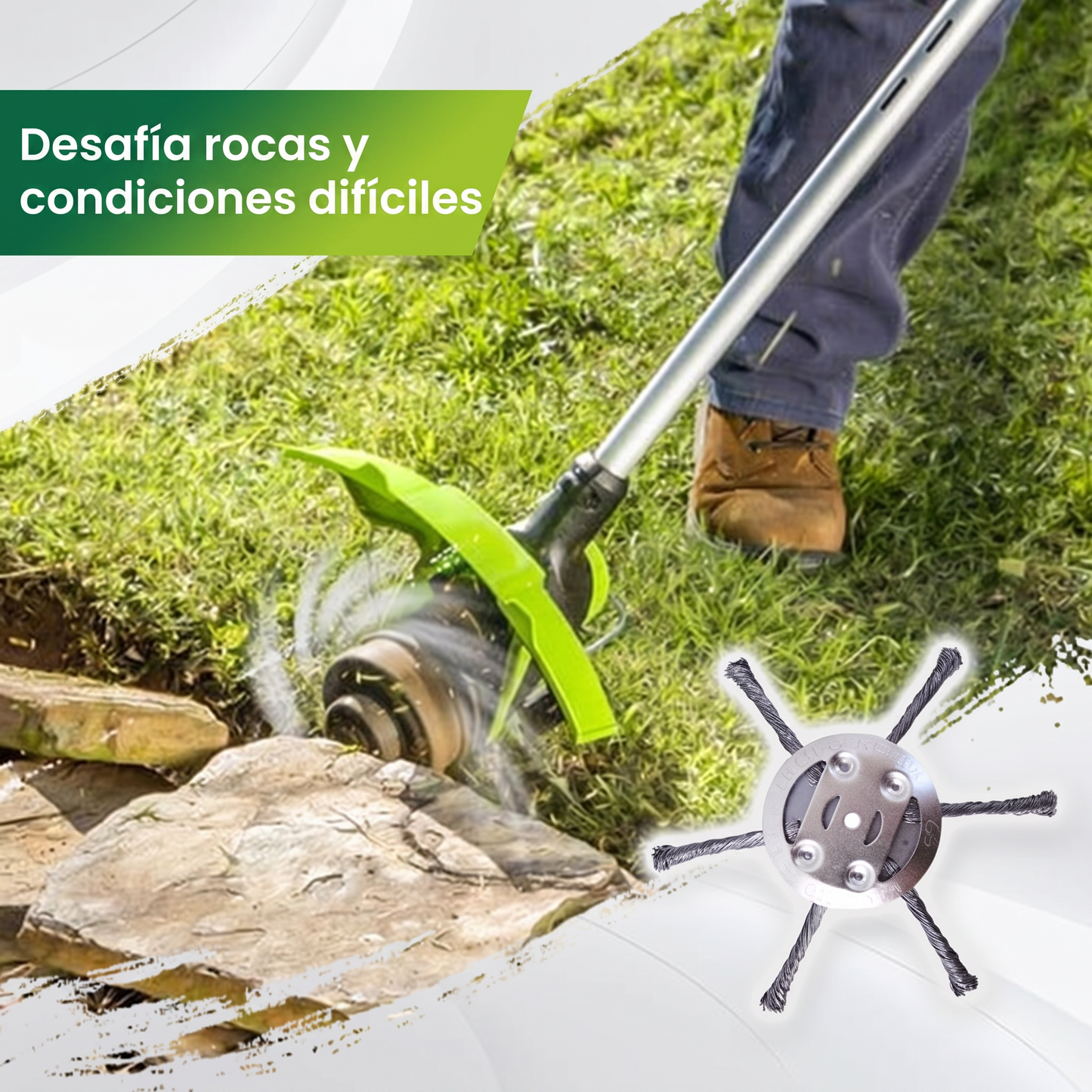 Cabezal de corte de alambre de acero reforzado para desbrozadoras inalámbricas