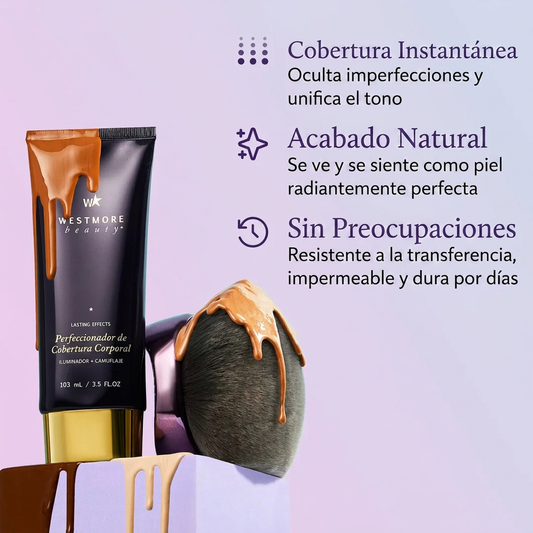 Westmore Coverage Perfector - Maquillaje corporal impecable, corrector para cicatrices, manchas, venas, tatuajes y más mezcla cosmética