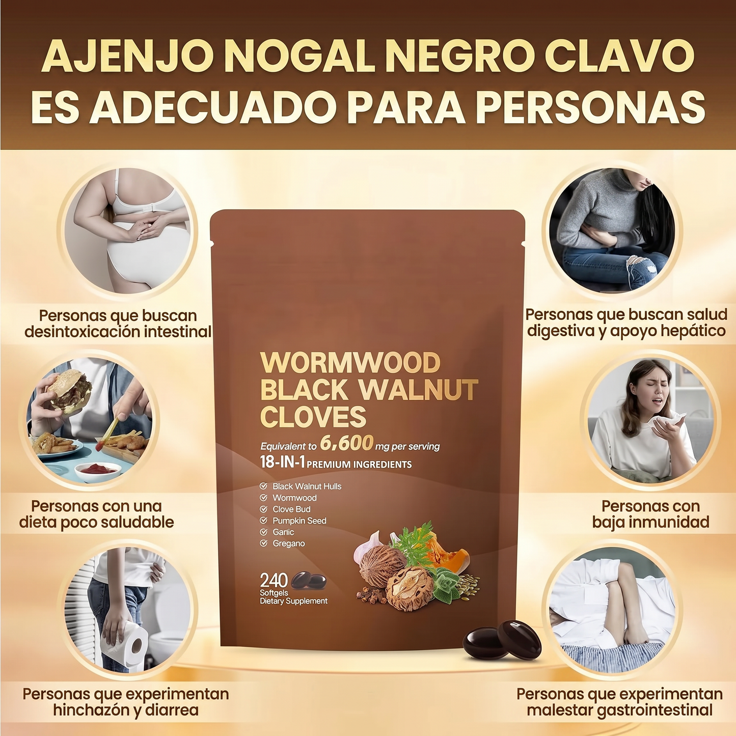 Wormwood - Cápsulas de clavo de olor de ajenjo y nogal negro