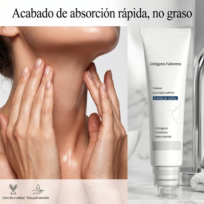 Collagen Fullerene - Crema reafirmante para el cuello, cinco rodillos para masaje