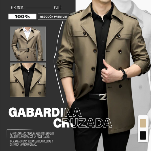 Chaqueta Gabardina Cruzada Para Hombre