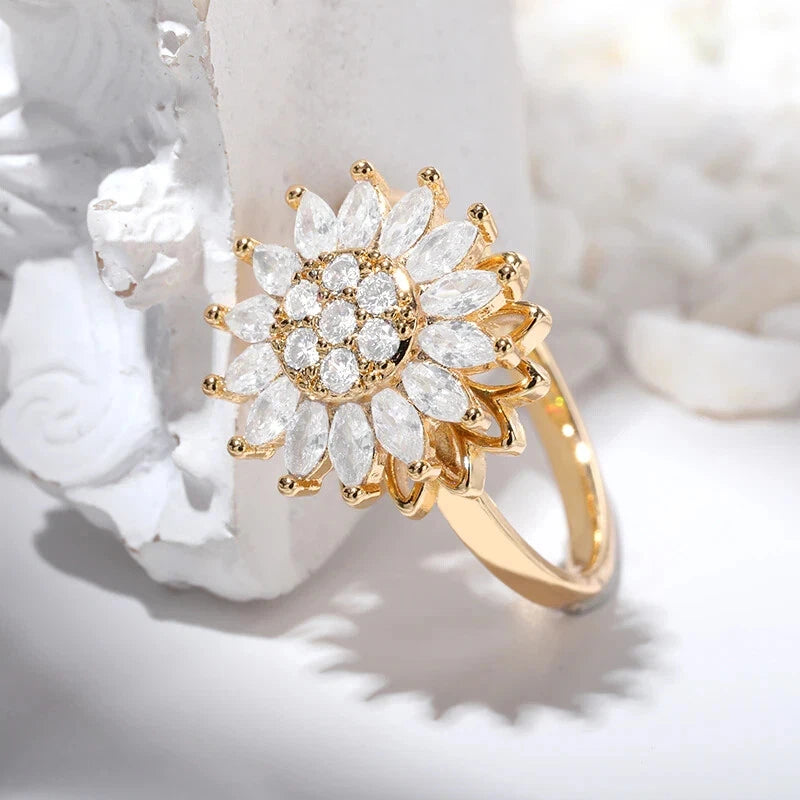 🌻Anillo De Girasol Giratorio🌻