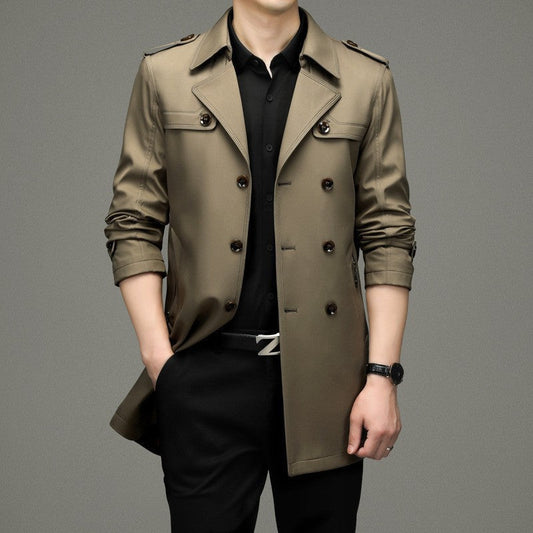 Chaqueta Gabardina Cruzada Para Hombre