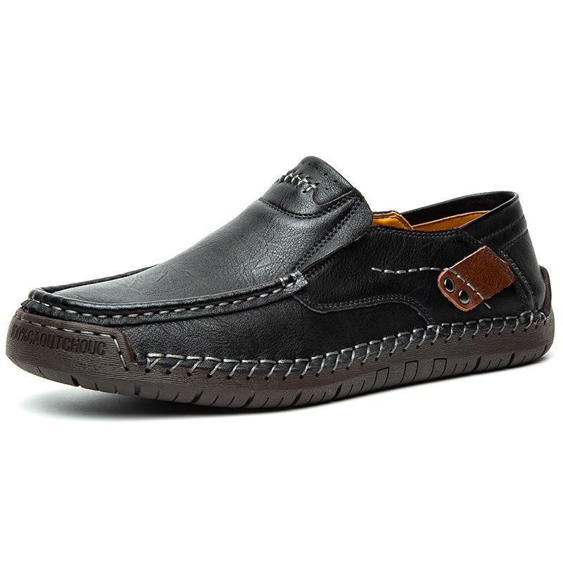 Zapatos clásicos de cuero sin cordones para hombre: piel de becerro de primera calidad, comodidad y estilo sin esfuerzo