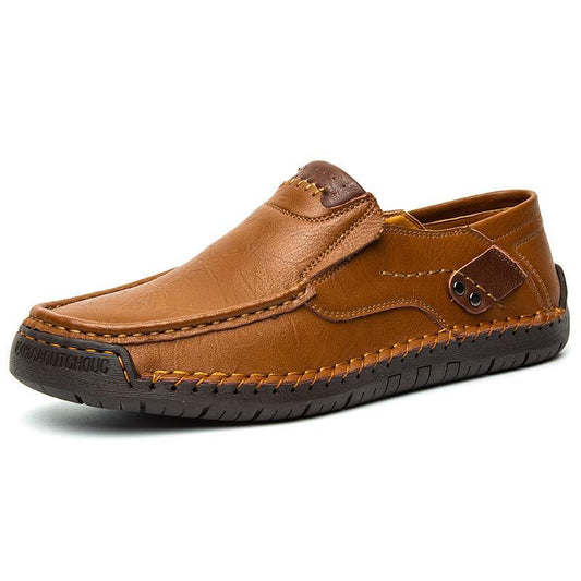 Zapatos clásicos de cuero sin cordones para hombre: piel de becerro de primera calidad, comodidad y estilo sin esfuerzo