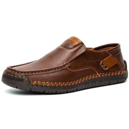 Zapatos clásicos de cuero sin cordones para hombre: piel de becerro de primera calidad, comodidad y estilo sin esfuerzo