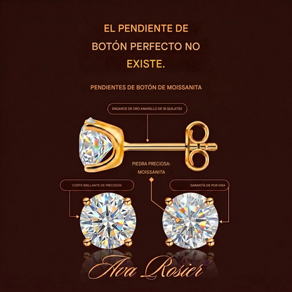Pendientes Solitario De Moissanita Y Diamante