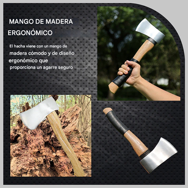 Hacha Duradera Con Mango De Madera ( 38 Cm )