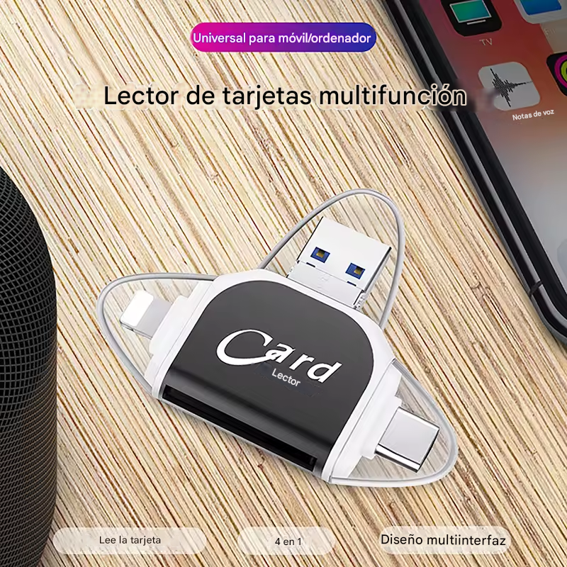 Adaptador De Lector De Tarjetas 4 En 1