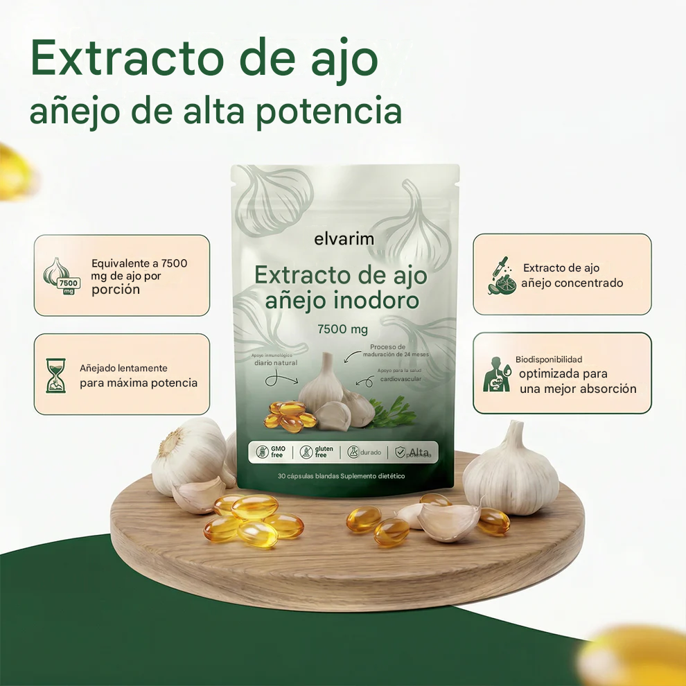 Extracto De Ajo Envejecido - ( 30 Cap ) Cápsulas Blandas Inodoras De 7500 MG
