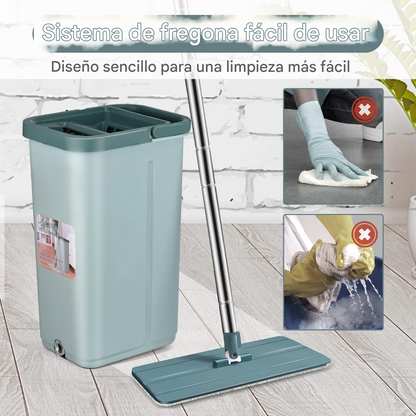 Trapeador Con Tela De Microfibra Con Exprimidor Plegable