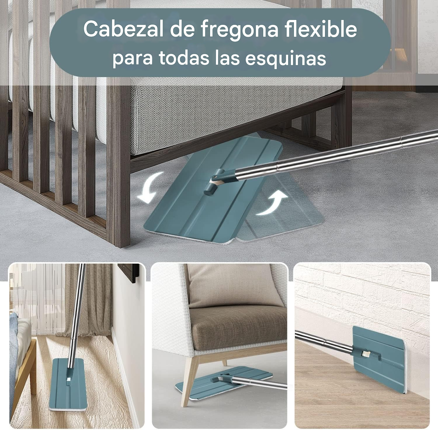 Trapeador Con Tela De Microfibra Con Exprimidor Plegable