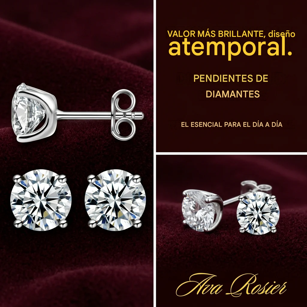 Pendientes Solitario De Moissanita Y Diamante