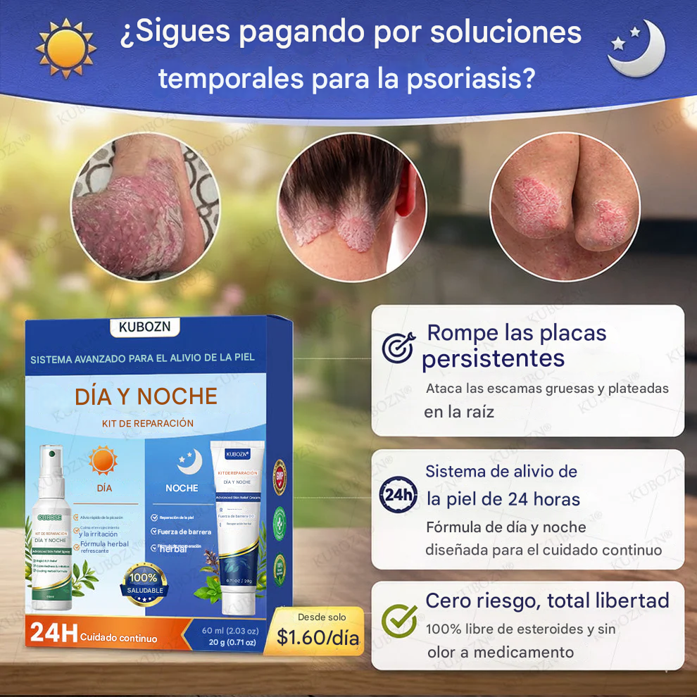 Sistema De Reparación Diurna Y Nocturna Para La Psoriasis: Dúo De Alivio 100 % Libre De Esteroides Para Placas, Descamación Y Picazón.
