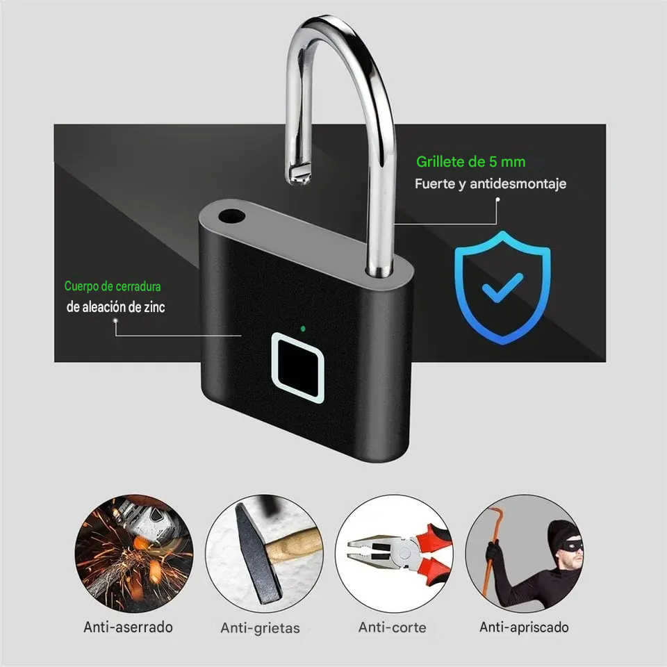 Candado Inteligente Con Huella Digital Recargable | Seguridad Inteligente