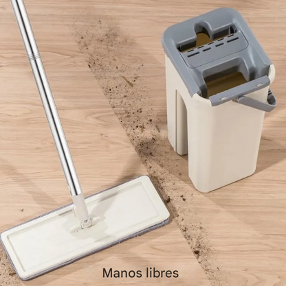 Trapeador Con Tela De Microfibra Con Exprimidor Plegable